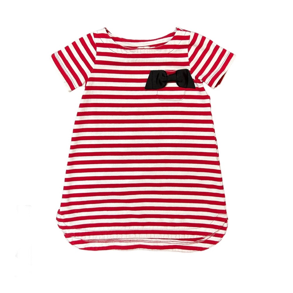 Kate Spade New York red and white striped pocket front shirt sleeve dress size 2